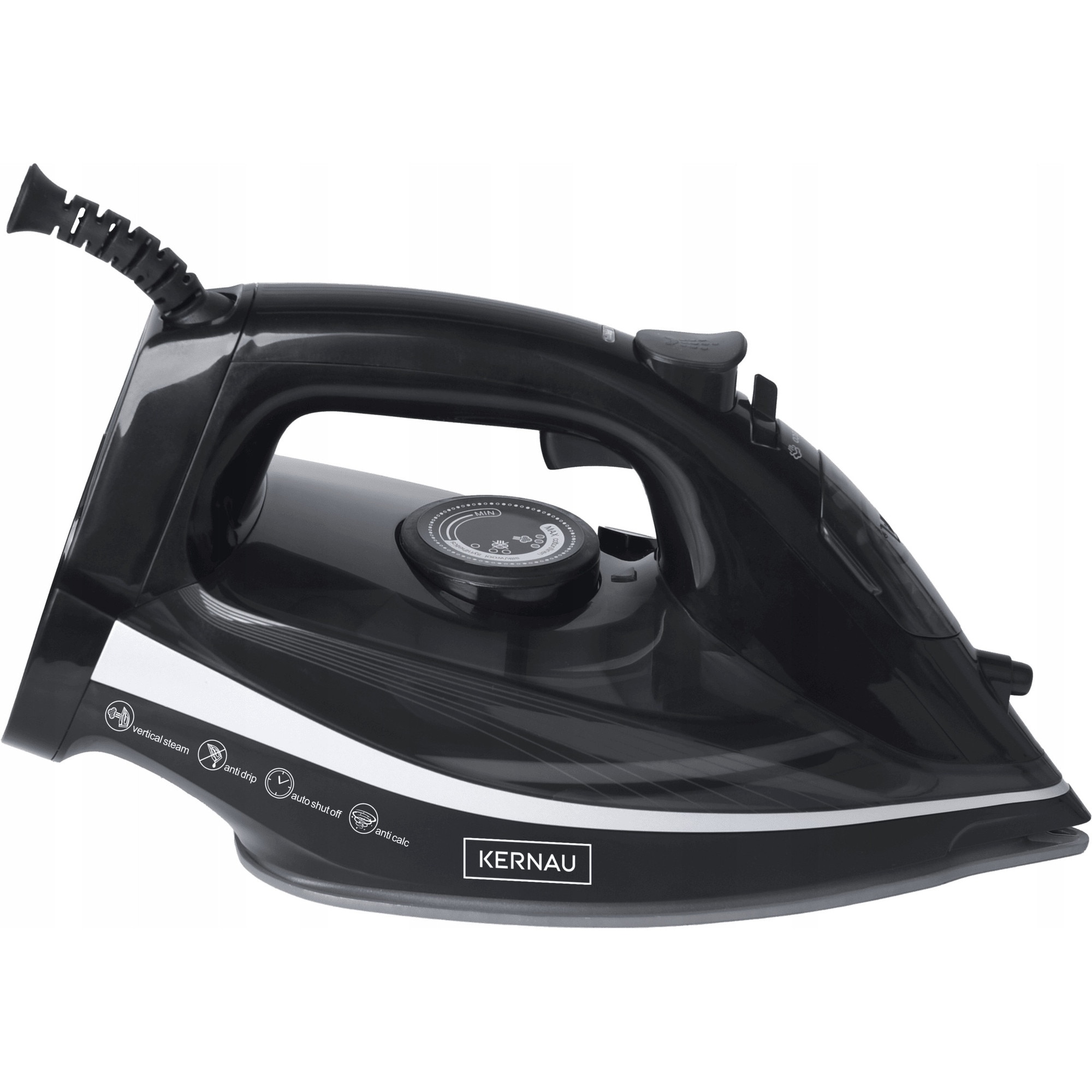 Fier de calcat cu abur Kernau KSSI 2502 C, 2500W, 350ml, talpa ceramica, sistem Anti-Drip, auto-curatare