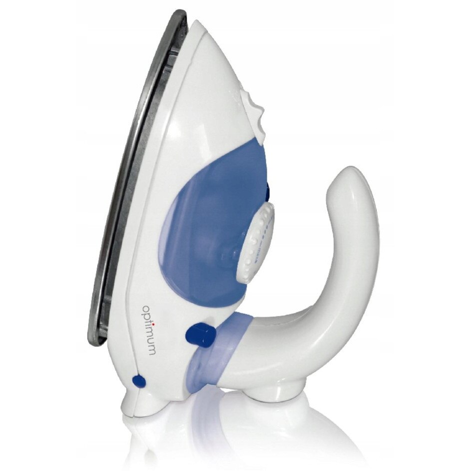 Fier de calcat turistic Optimum ZL-0160, 870 W, alb, dimensiuni 19,5x9,5x9,5 cm, set cu recipient pentru apa