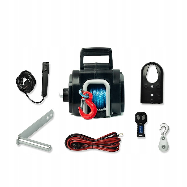 Електрическа лебедка, Husar, 6000lbs, 12V, синтетична, 249x190x255mm