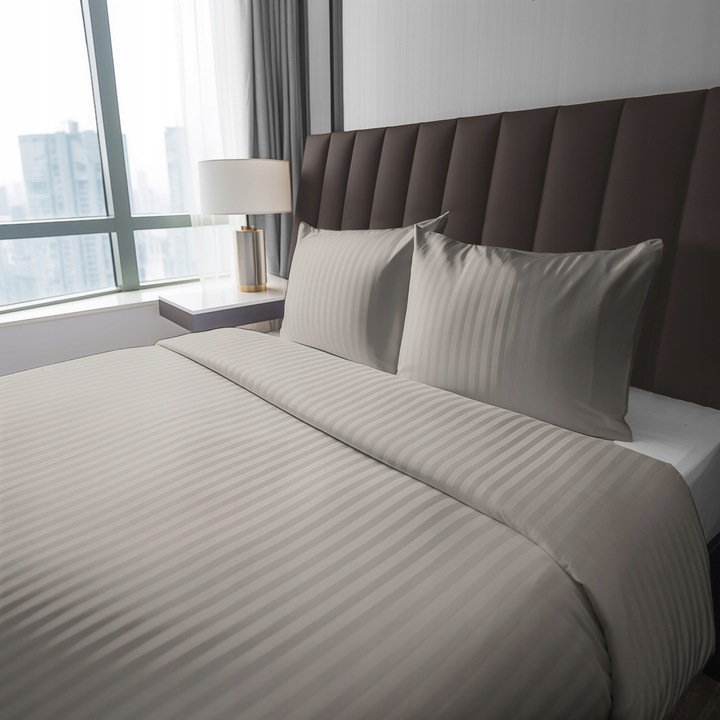 Ágyneműgarnitúra, Pure Collection, 3 részes, damaszt, bézs, 140x200cm, 2x70x80cm