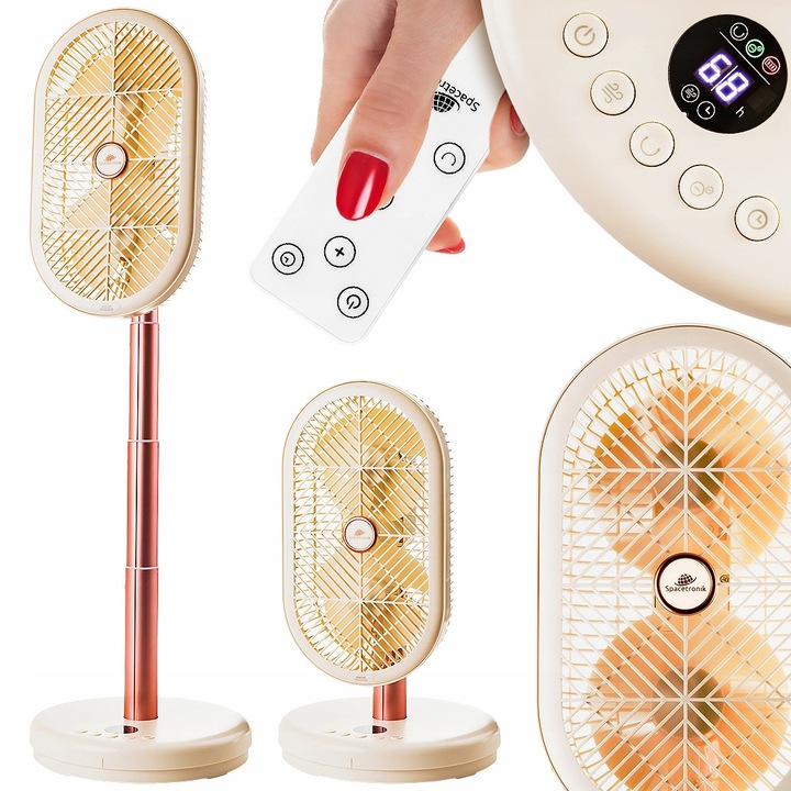 Ventilator stand, Spacetronik, 2 in 1, 6 viteze, crem, 248x249x417mm