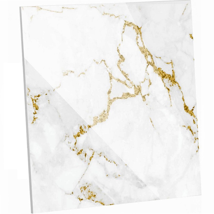 Grilaj ventilare F.H. ANA 15x15cm decorativ sticla marmura alba-aurie