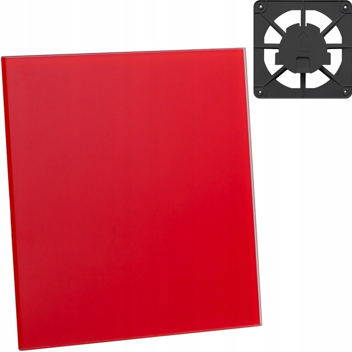 Grilaj de ventilatie F.H. ANA 150x150mm cu panou decorativ din sticla rosu lucios