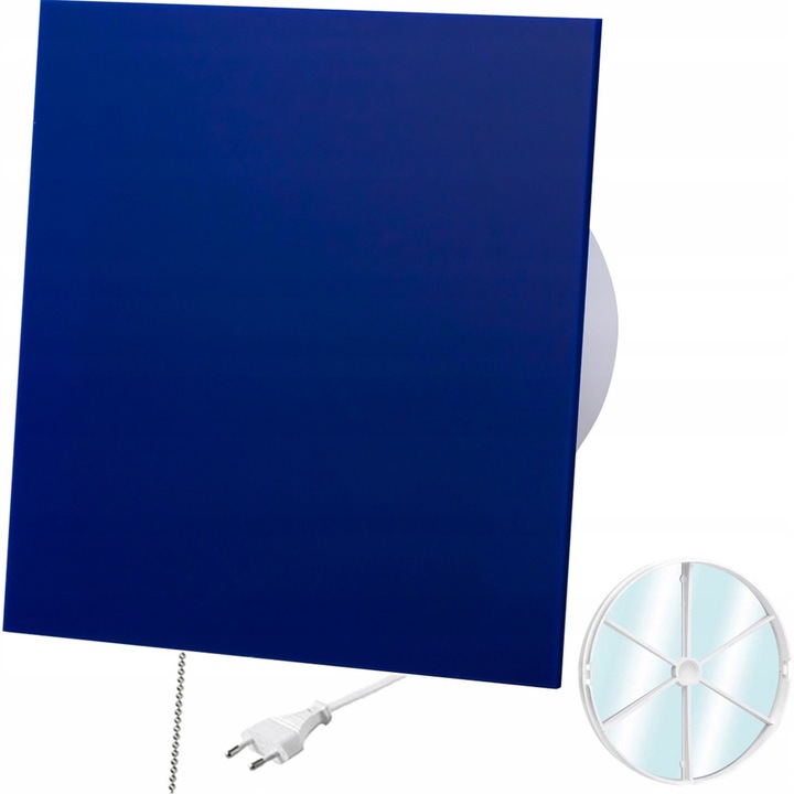 Ventilator de perete/sufit F.H. ANA, panel decorativ plexi albastru, 100mm, 8W, 93m3/h