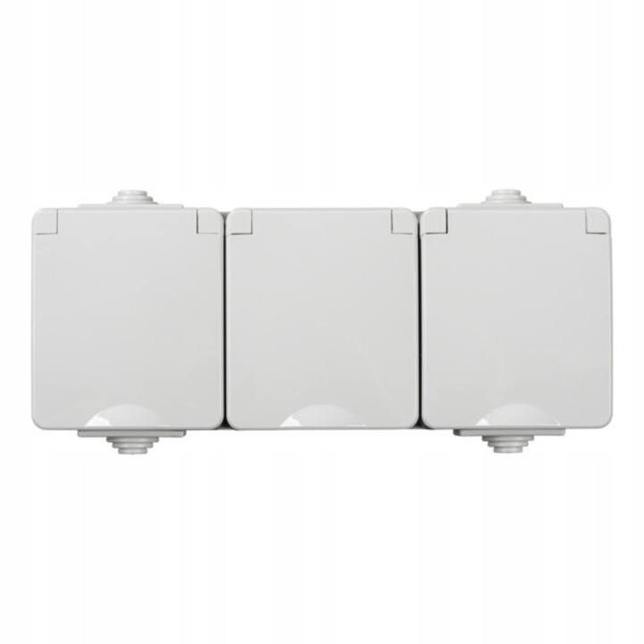 Priza tripla cu impamantare, montaj aparent, IP65, gri TEKNO IP65 IP65GR GN3x2P+Z