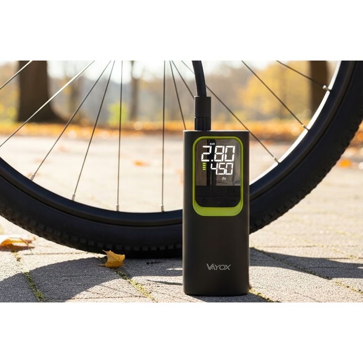 Pompa electrica portabila VAYOX VA0410, 8000mAh, 150 PSI, set cu 4 adaptoare, USB-C