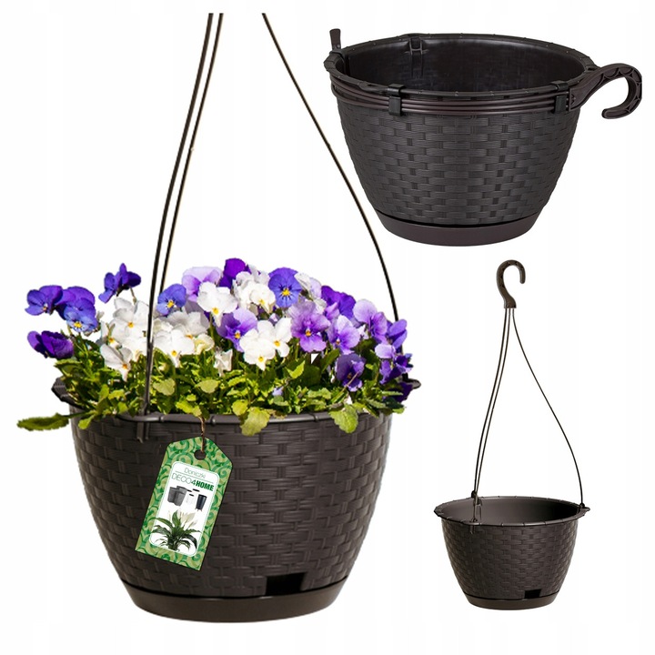 Set 6x Ghiveci suspendat, donica balcon, model Misa, culoare brown, dimensiuni 25x16cm