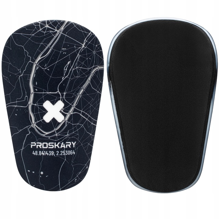 Proskary Point-X futball sípcsontvédő, térkép design, 8x12cm, könnyű, FIFA minősítésű