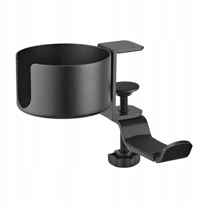 Suport pentru casti, SPACETRONIK, 10 kg, negru, cu gestionare cabluri, montaj fara urme