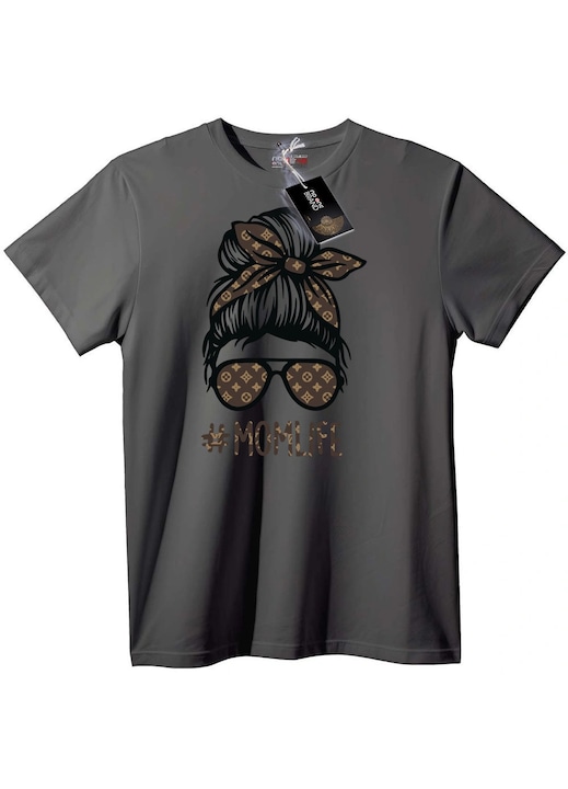 Tricou Monogramă Viața de Mamă, Gri