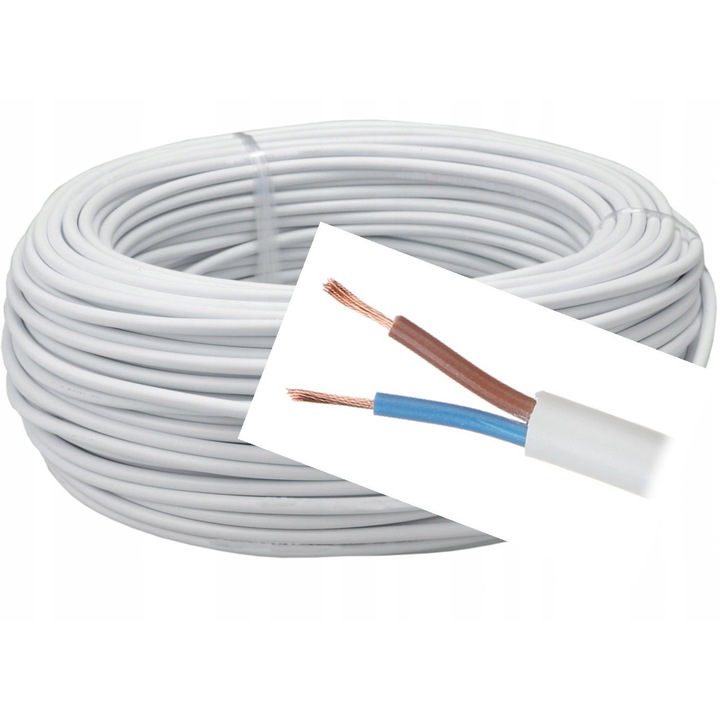 Cablu electric OMY, 2x0,5mm, alb, 1m, set 100m