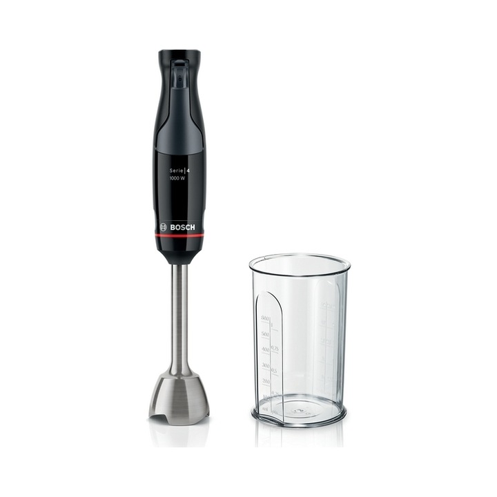 Blender manual Bosch ErgoMaster seria 4, 1000 W, 4 lame, negru, cu recipient de masurare