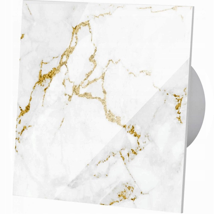 Ventilator de perete/sufit F.H. ANA, marmura alba si aurie, 125mm, cu priza si intrerupator, 140m3/h