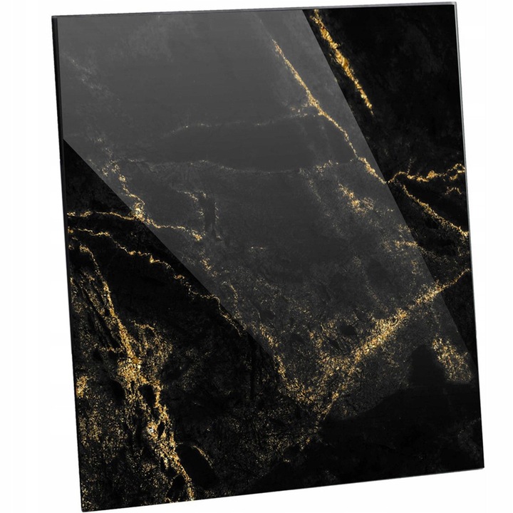 Grilaj ventilatie F.H. ANA 15x15cm decorativ sticla marmura negru-auriu