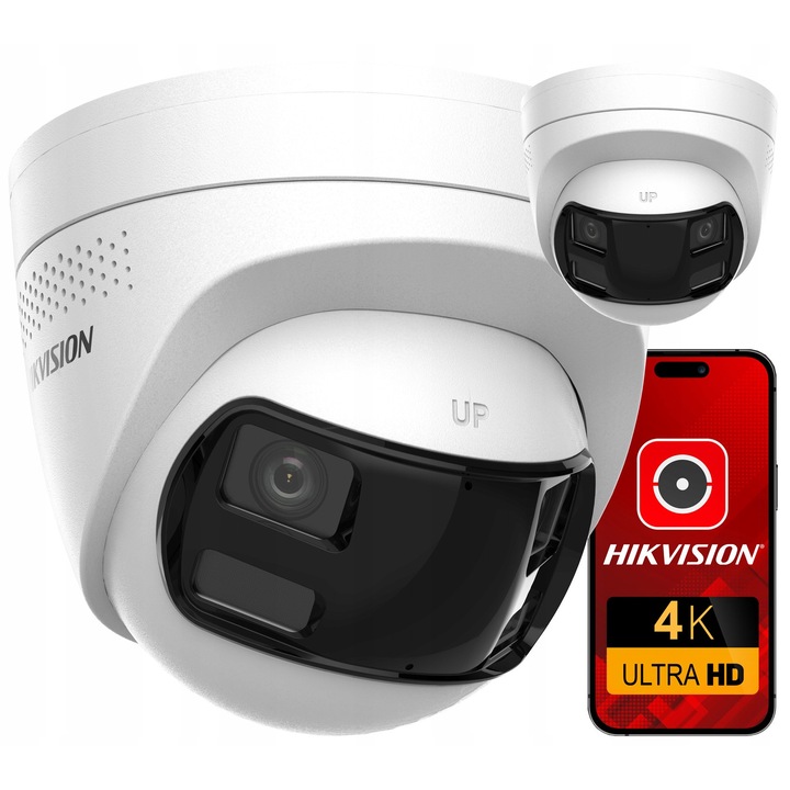 Camera de supraveghere, Hikvision, 8MPx, 4K, panoramica 180, audio