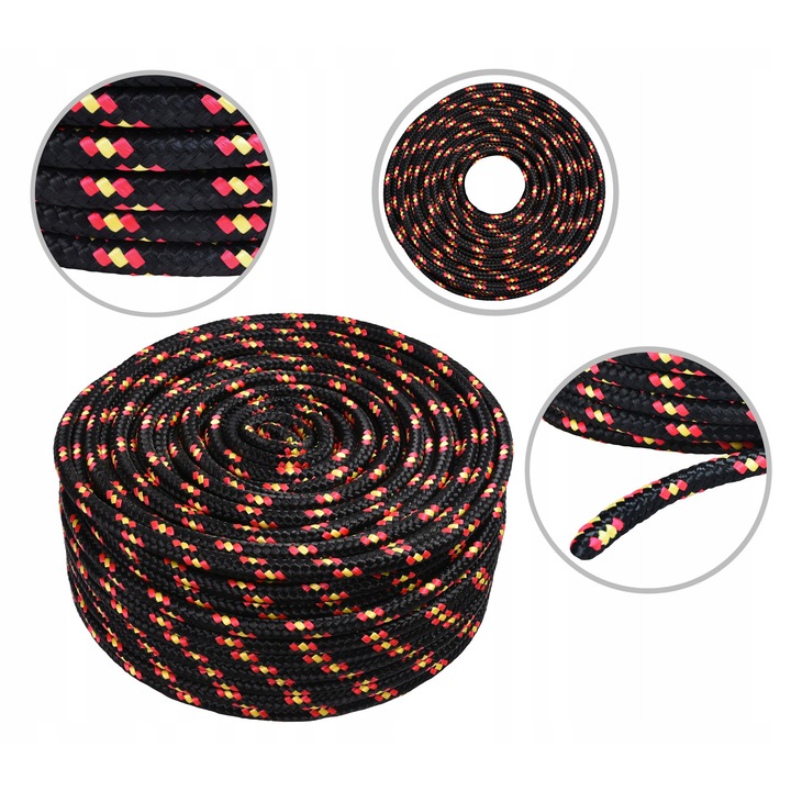 Полипропиленово въже 10мм, 100м, червено на райета, UV устойчиво, 820кг