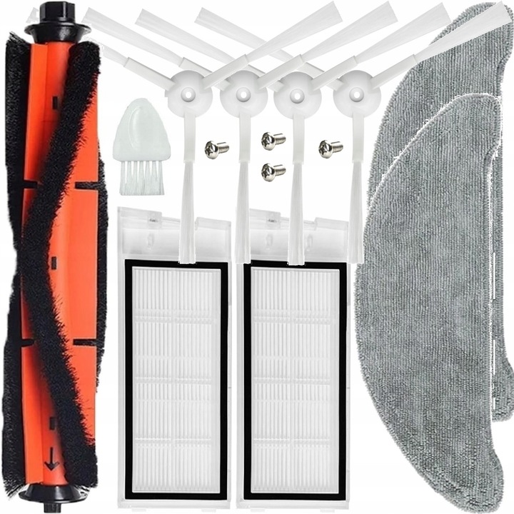 Set accesorii pentru aspirator Xiaomi Roidmi Eve Plus, 4x perii laterale, 2x filtre HEPA, 1x perie principala, 2x carpe mop, multicolor