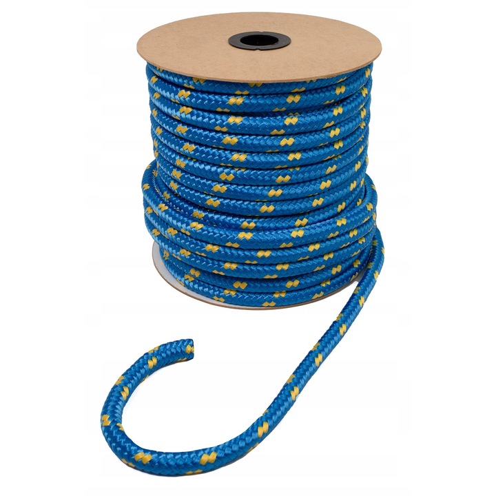 Polipropilén kötél 18mm, 50m, kék, foltos, UV-álló, vízi sportokhoz és építőiparhoz