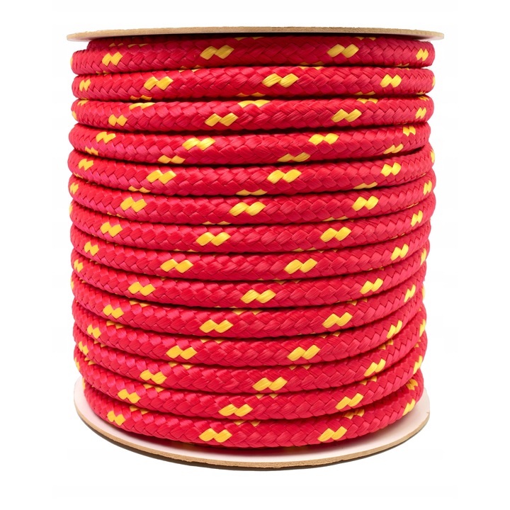 Плетено полипропиленово въже 20мм, червено, 10м, UV устойчиво