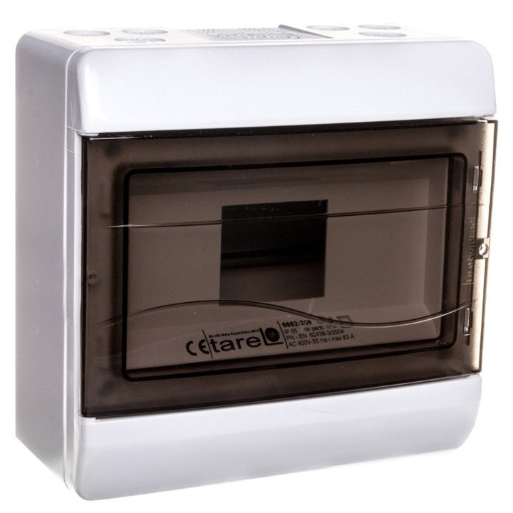 Tablouri electrice TAREL, rozdzielnica natynkowa 1x9, IP55, alb, 204x94x200mm