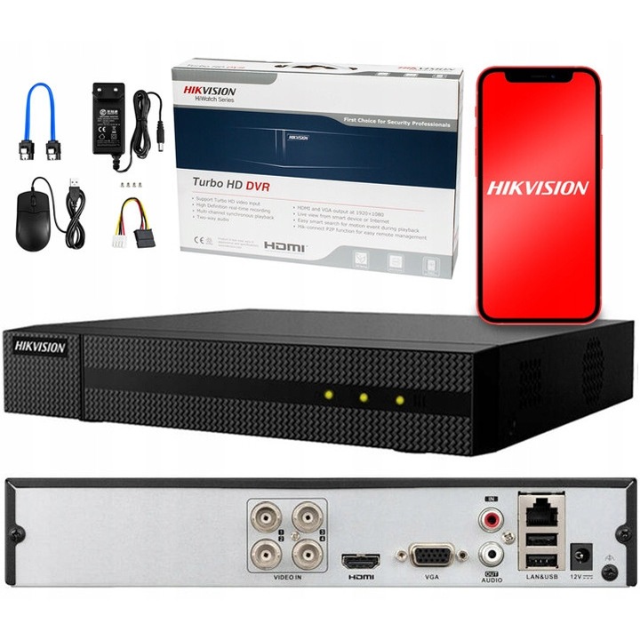 Retea DVR 4 canale Hikvision HWD-6104MH-G4, 4Mpx, detectie miscare, 1 slot HDD 6TB