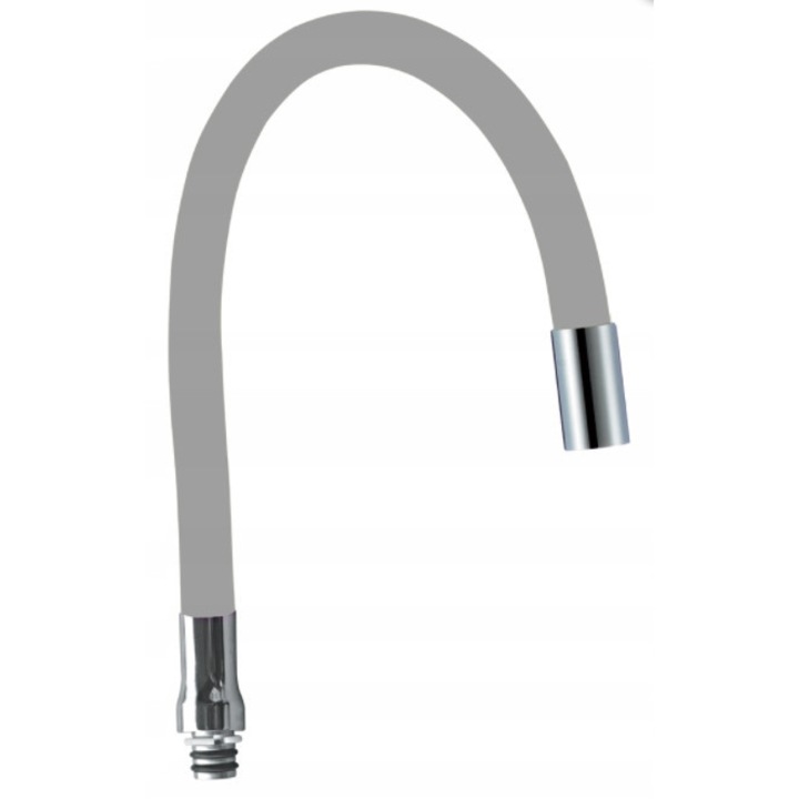 Pipa fixa pentru baterie de bucatarie, Liveno, gri, 3/4, design modern