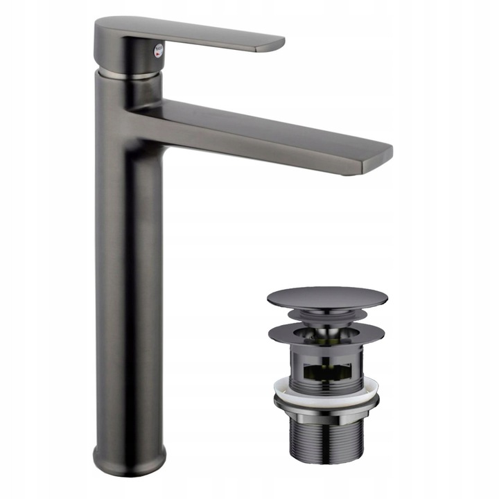Liveno Kappa mosdó csaptelep, gun grey, 9 l/perc, 2 db 35 cm-es tömlővel