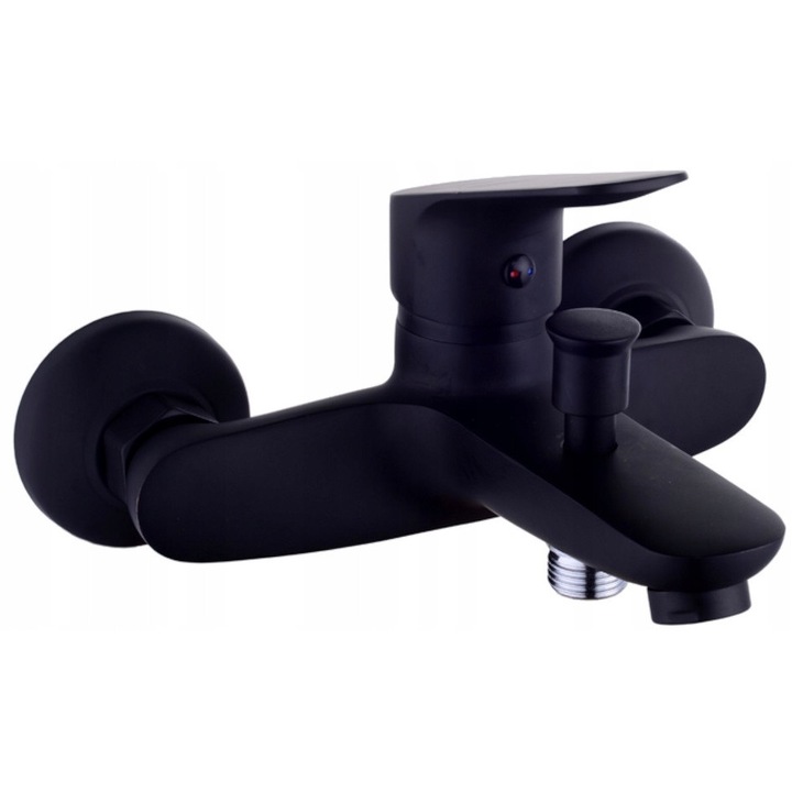 Liveno fürdőszobai csaptelep, szett tömlővel, zuhanyfejjel és tartóval, matt fekete, 12x12cm