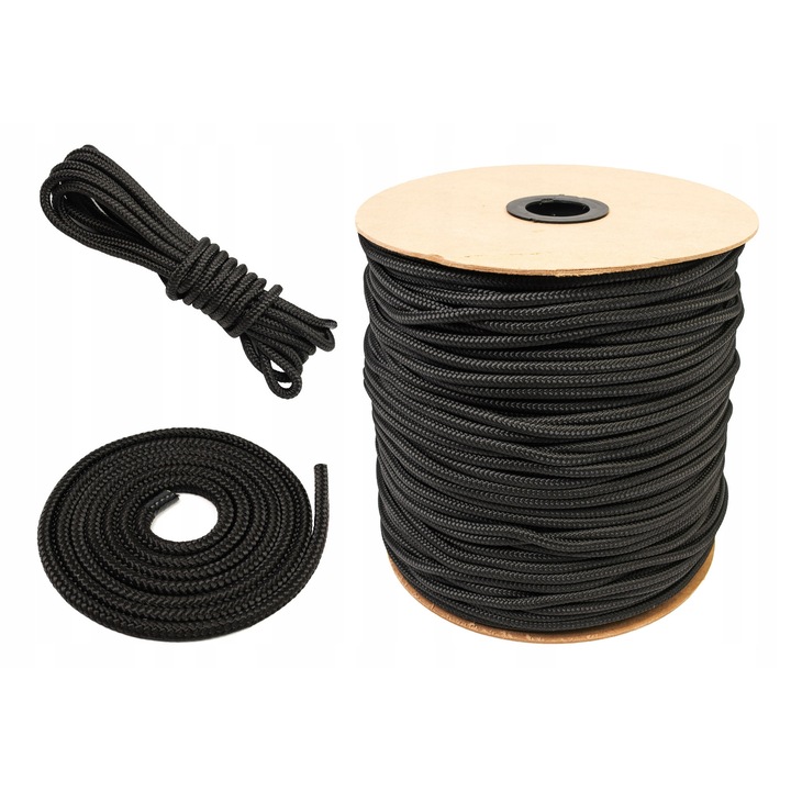Полипропиленово въже 10 мм, 50 м, черно, UV устойчиво, за строителство и навигация