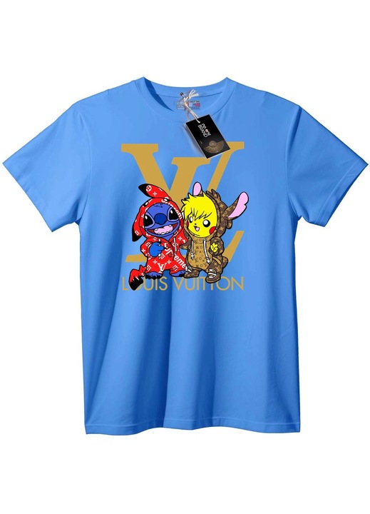 Tricou cu personaje de desene animate LV, Albastru deschis