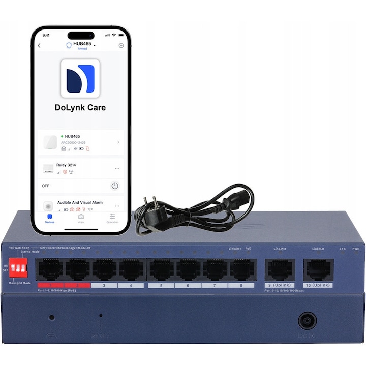 Управляем PoE комутатор Dahua CS4010-8ET2GT-110, 8x PoE, 2x Uplink, 10/100/1000 Mbps, 184.6x103.3x27.0mm