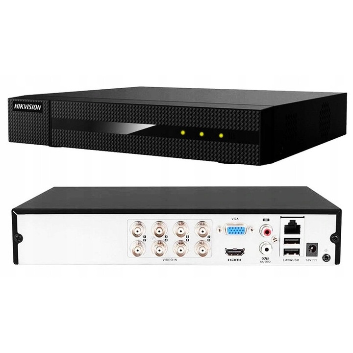 Receptor DVR Hikvision 8 canale, hibrid, 2MP, negru, 260x222x45mm