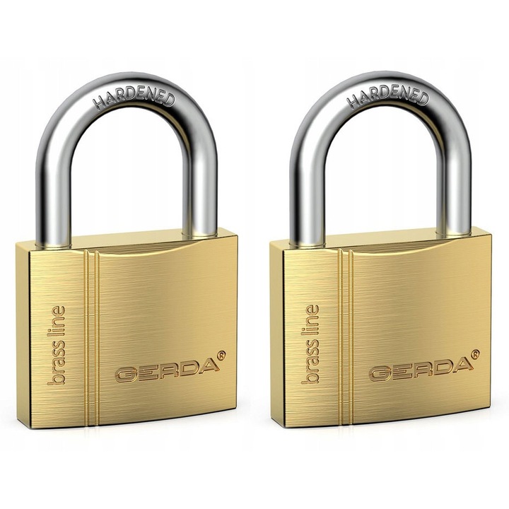 Set 2 lacate GERDA BRASS LINE, mosiad, 6 chei, rezistenta crescuta la coroziune, dimensiuni 28x32x50mm