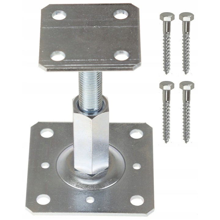 Set suport coloana 110x80mm, reglabil 90-160mm, argintiu, 4 suruburi