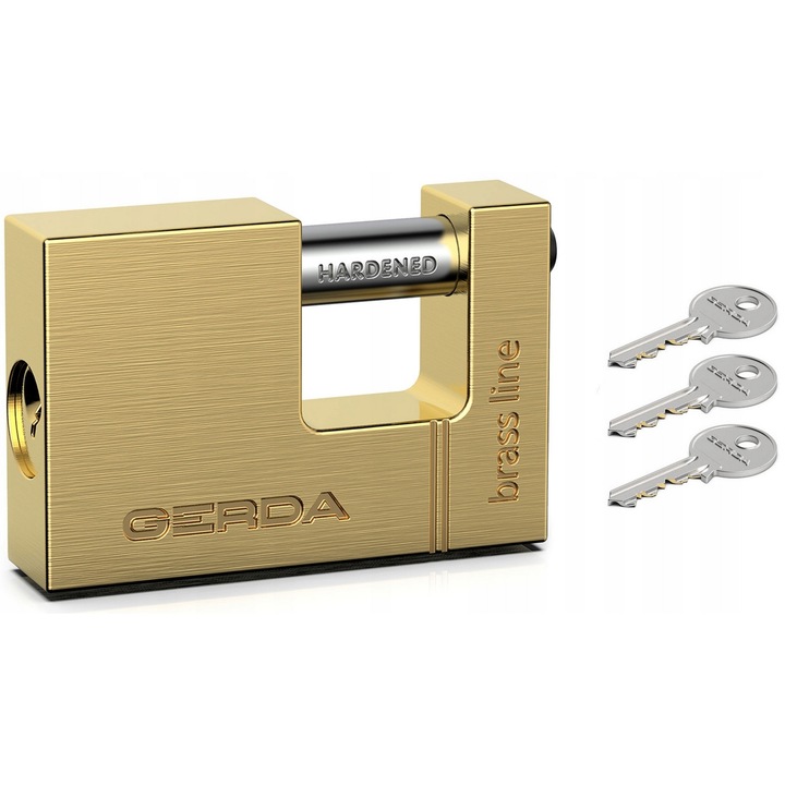 Lacat GERDA Brass Line, mosiad, 36x60x19mm, rezistent la coroziune, blocare cu cheie