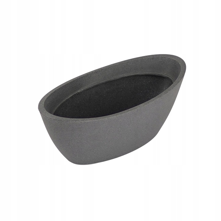 Овална саксия, Km Express, 40x16см, графит, декоративна за тераса