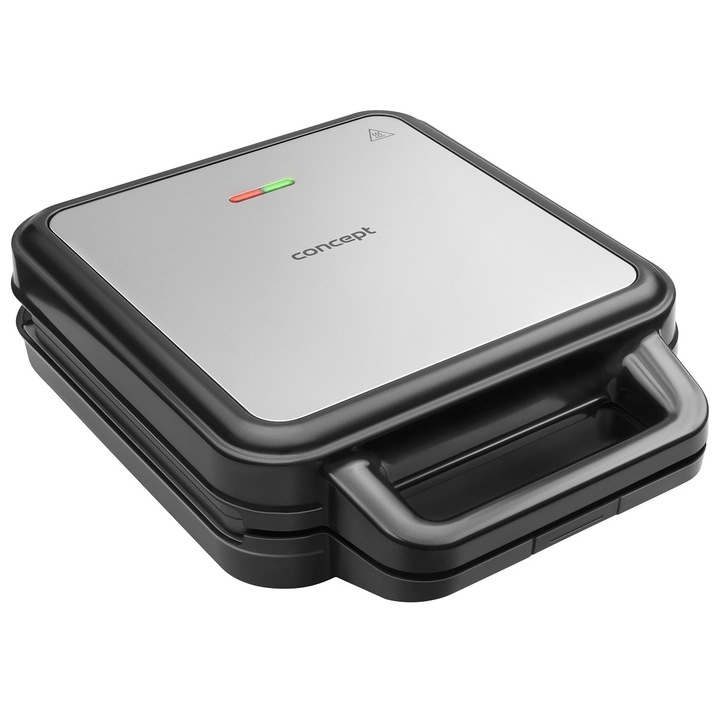 Toster Concept, 4 sandwich-uri, placi triunghiulare XXL, inox/negru, 1200W