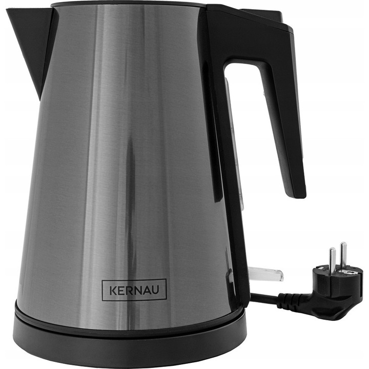 Fierbator electric Kernau KSK 101, 1l, 1800W, Gun Metal, cu filtru anti-calcar, baza rotativa