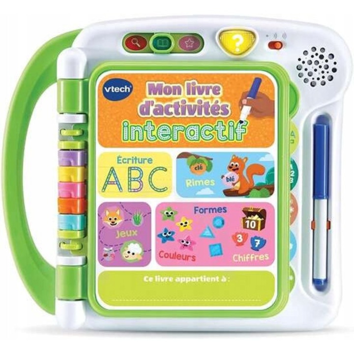 Carte interactiva educationala Vtech, 12 pagini, marker stergabil, alfabet, numere, multicolor