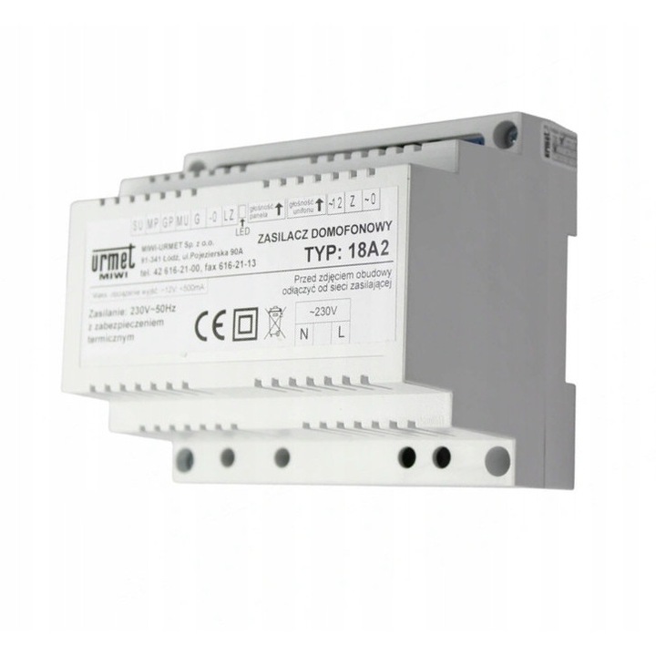 Sursa de alimentare interfon, Urmet 18A2, 20VA, 12V AC, 110x130x66mm, alb