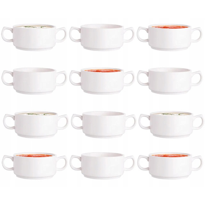 Set 12 boluri pentru supa, Altom Design, 280ml, crem, 15,5x5,5cm