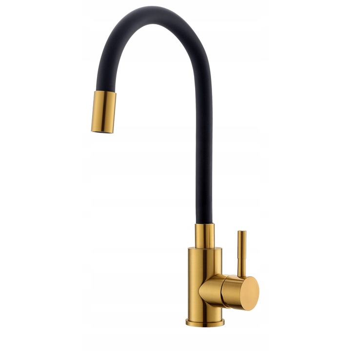 Moderno Elba szaniter csaptelep, arany és fekete, EASY-FIX szerelés, 360°-ban forgatható rugalmas kifolyóval