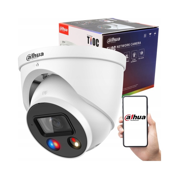 Camera IP Dahua IPC-HDW3549H-AS-PV-0280B-S4, 5MP, Full Color, IP67, alb