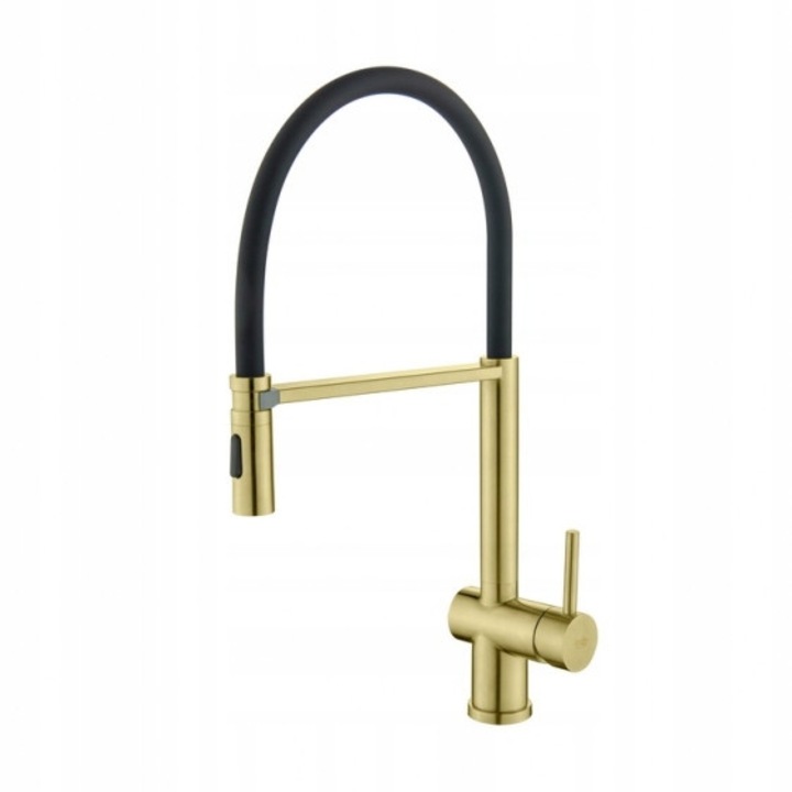 Blue Water Cori szaniter csaptelep, matt fekete + antik sárgaréz, forgatható kifolyó, 360°