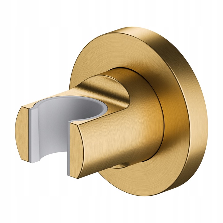 Suport punctiform pentru dus, mosiad, zlat, finisaj periat, model modern