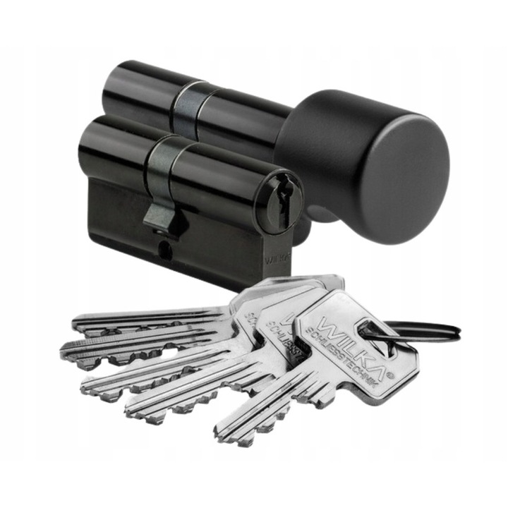 Комплект цилиндри за врата WILKA 50/50 + 50/50G, клас C, черен, 30мм/40мм