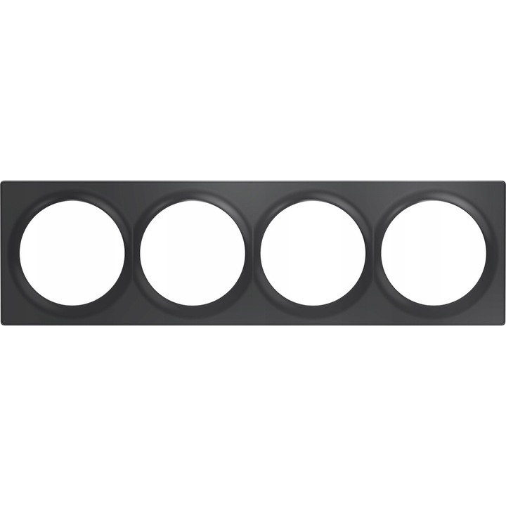 Rama de acoperire patrata FIBARO, antracit, 4 module, pentru intrerupatoare si prize Walli