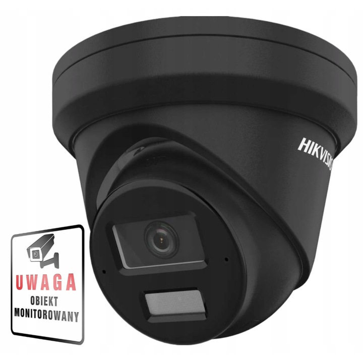 Camera de supraveghere IP Hikvision 8MPx DS-2CD2383G2-LI2U, neagra, cu microfon, 2.8mm