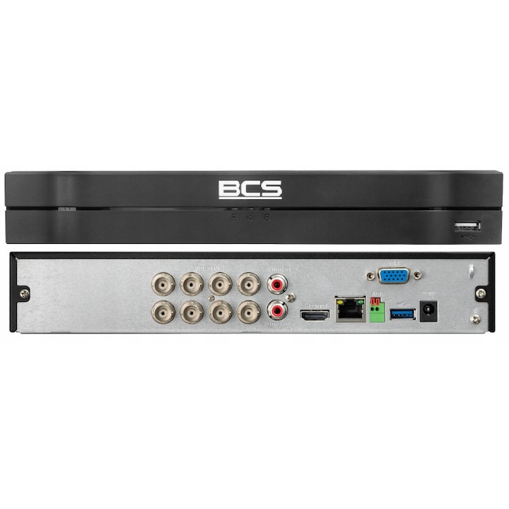Хибриден рекордер BCS-L-XVR0801-4KE(5), 8 канала, 8Mpx, поддръжка на IP, HD-CVI, HD-TVI, AHD, 16TB