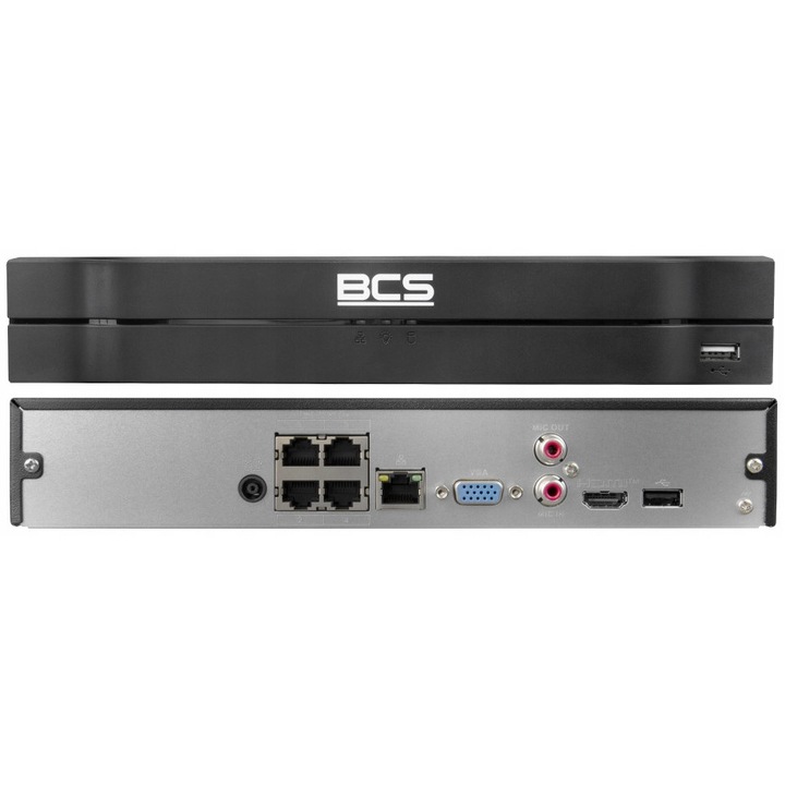 Мрежови NVR 4 канала BCS-L-NVR0401-4KE-4P(2) 16Mpx, 4x PoE, HDMI 4K, 260x232.5x50.3mm